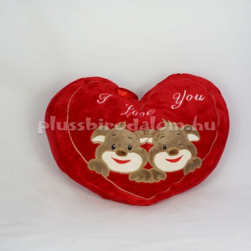 Plüss Kutyás Szív alakú párna 25 cm
